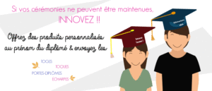 Remise des diplômes personnalisez la toge la toque au prénom de l'étudiant
