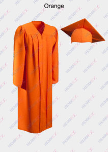 toge et toque orange couleur mat cérémonie remise des diplômes
