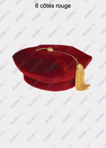Toque doctorale velours rouge 6 côtés