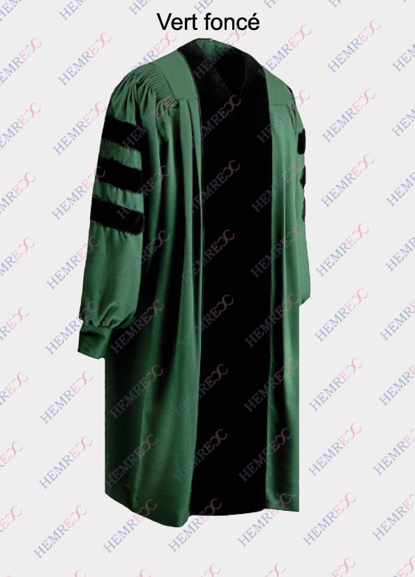 toge doctorale PhD couleur vert foncé