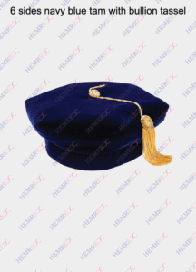 6 sides navy blue PhD tam