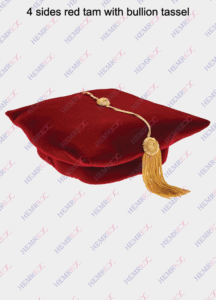 Graduation tam 4 sided red