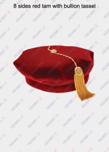 Graduation tam 8 sided red