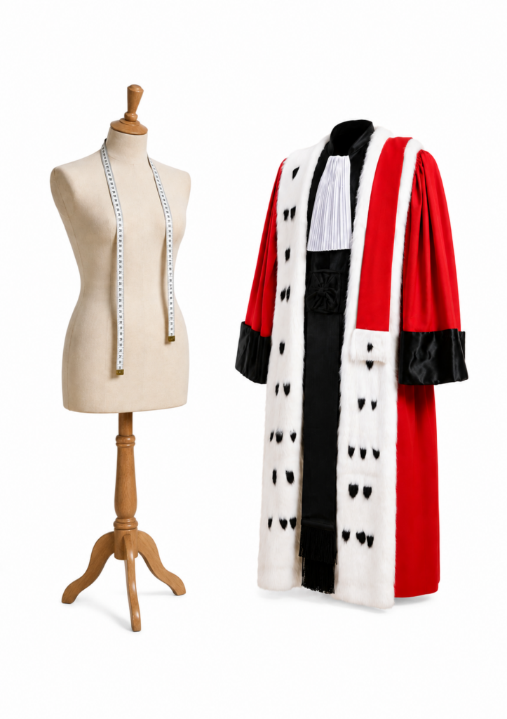 robe président de chambre avec un mannequin en bois et un mètre de couturière