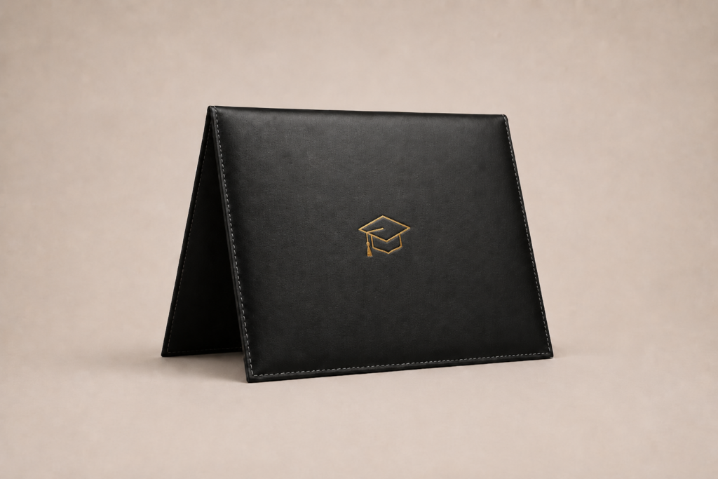 Diploma covers for presenting certificates at graduation ceremonies