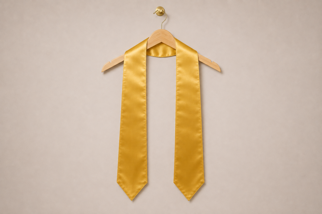 Satin graduation stoles displayed in different colours